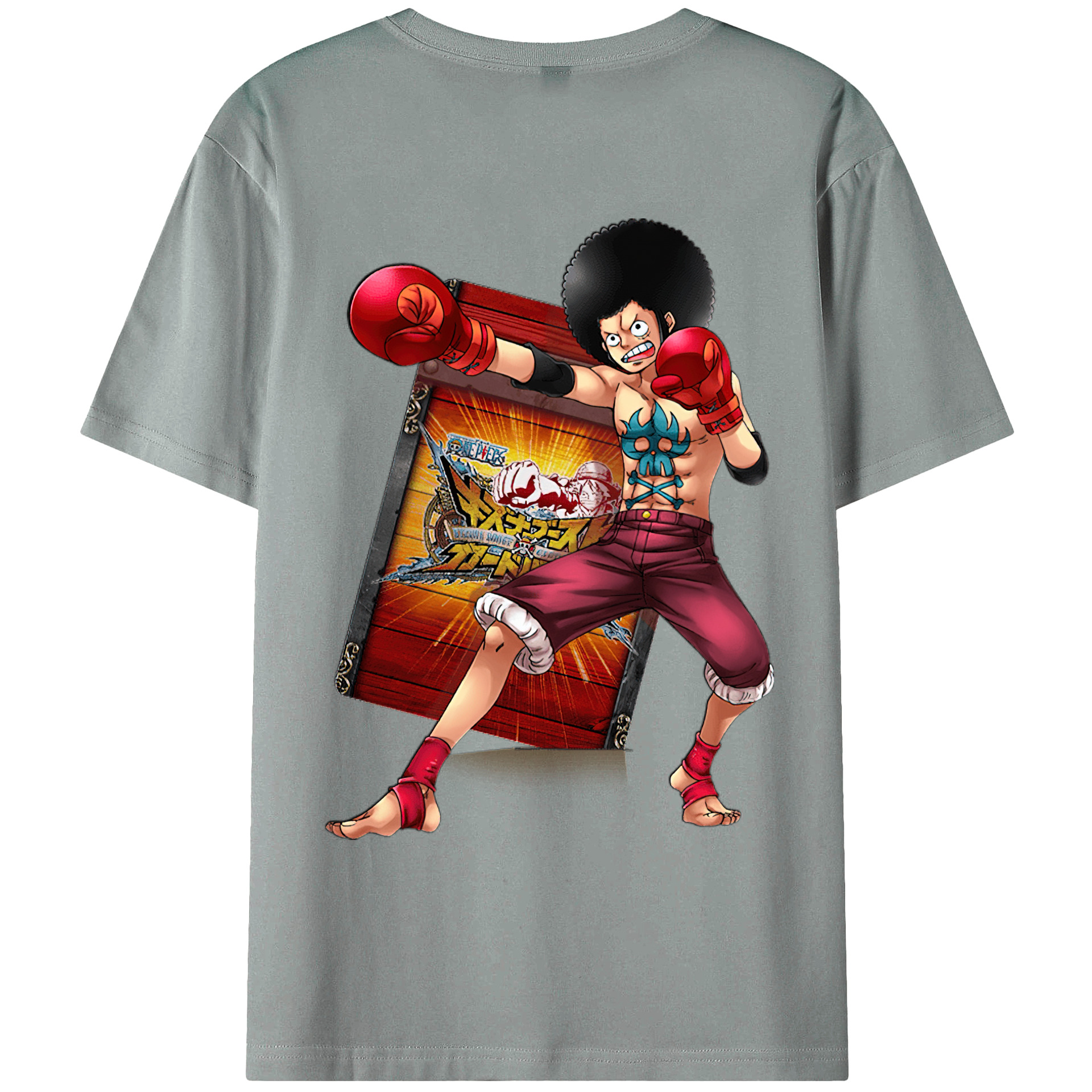 ワンピース モンキー・D・ルフィ ONE PIECE Monkey D. Luffy 綿100％ メンズ半袖Tシャツ（バックプリント） 通気性